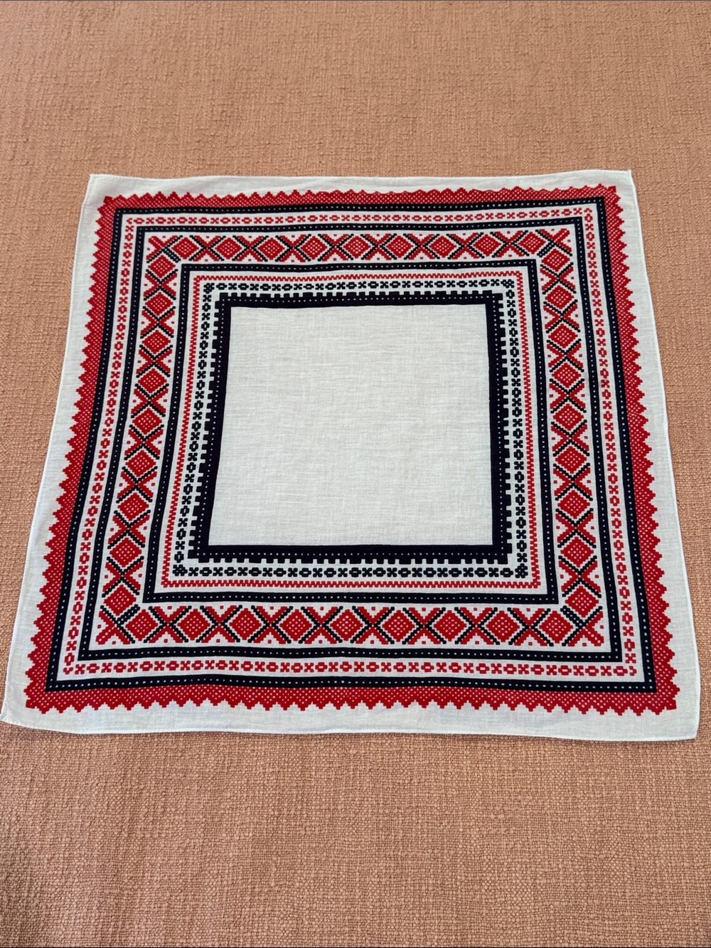 Handkerchief / head bandana - Classic Red & Black Patterned - square 19.5”